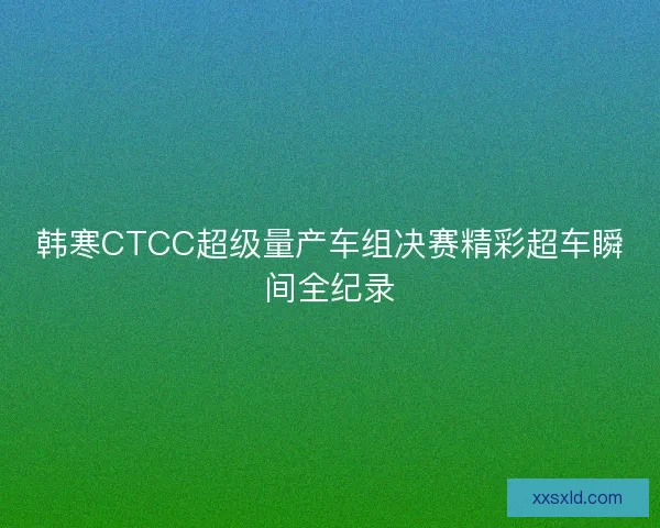 韩寒CTCC超级量产车组决赛精彩超车瞬间全纪录